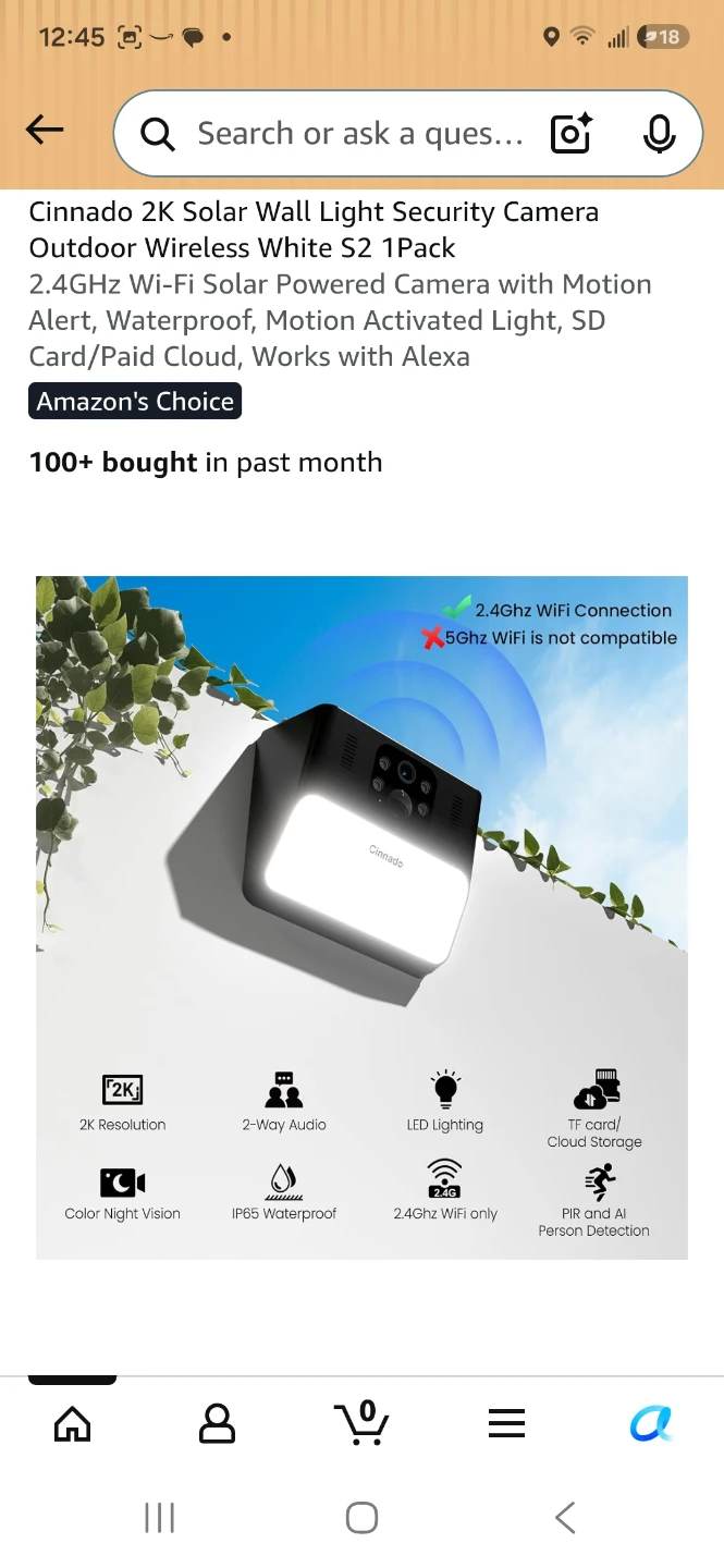 Cinnado 2K Solar Wall Light Security Camera S2 - photo 2