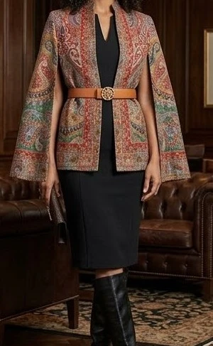 Paisley Print Cape Jacket