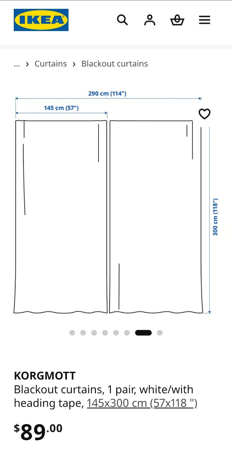 IKEA KORGMOTT White Blackout Curtains - photo 2