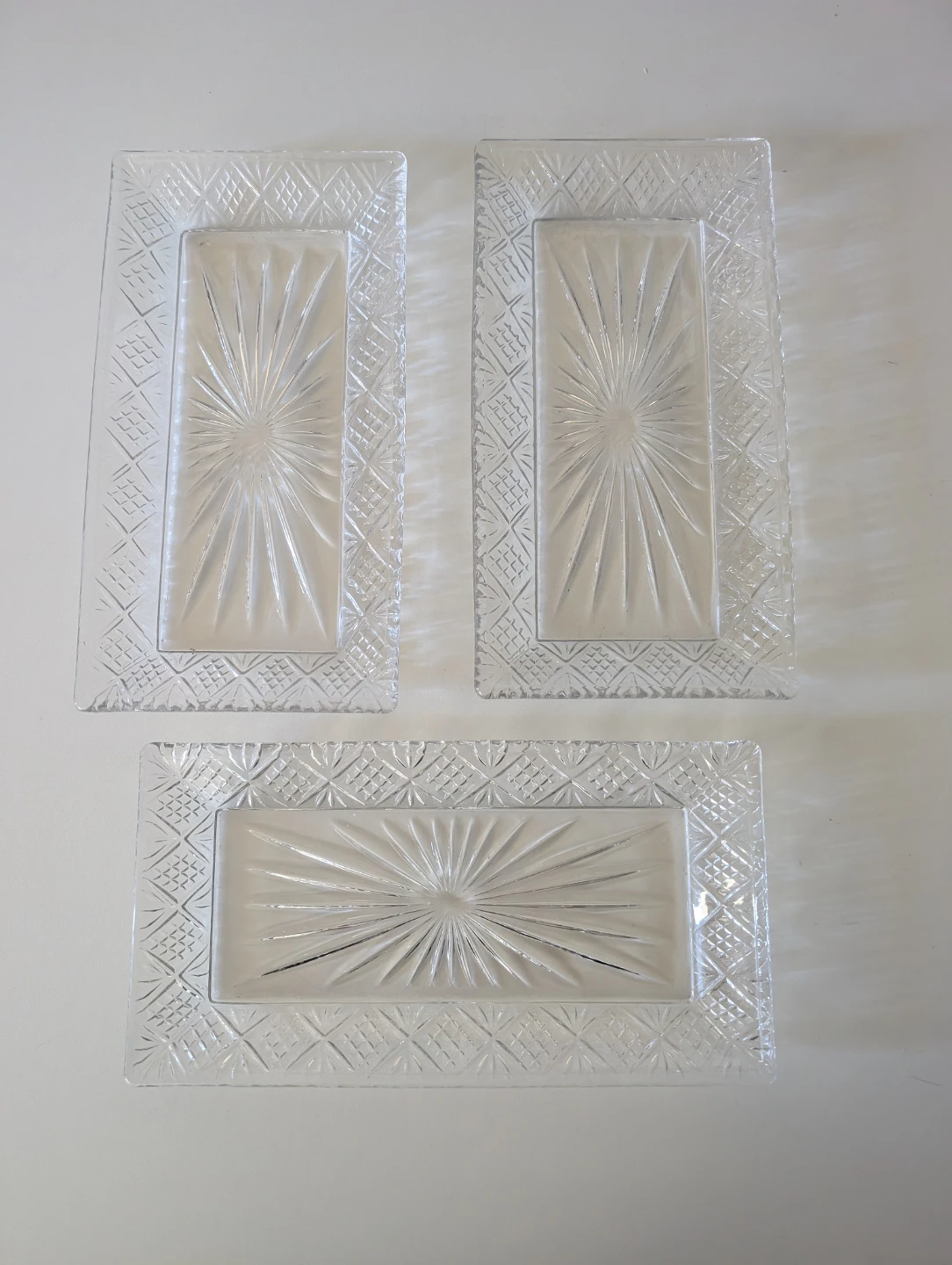 Set of 3 Vintage Pressed Glass Serving Trays - photo 2