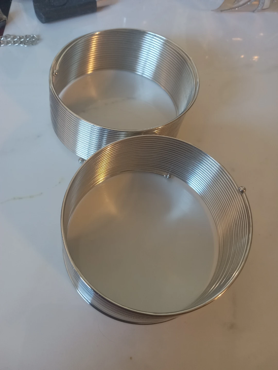Set of Two Spiral Silver Tone Bracelets