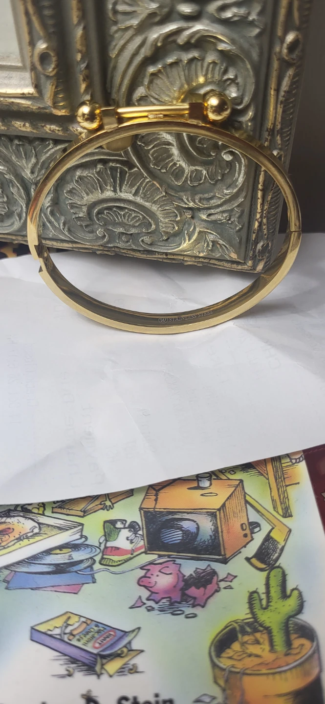 Gold-Tone Stainless Steel Bangle Bracelet - photo 2