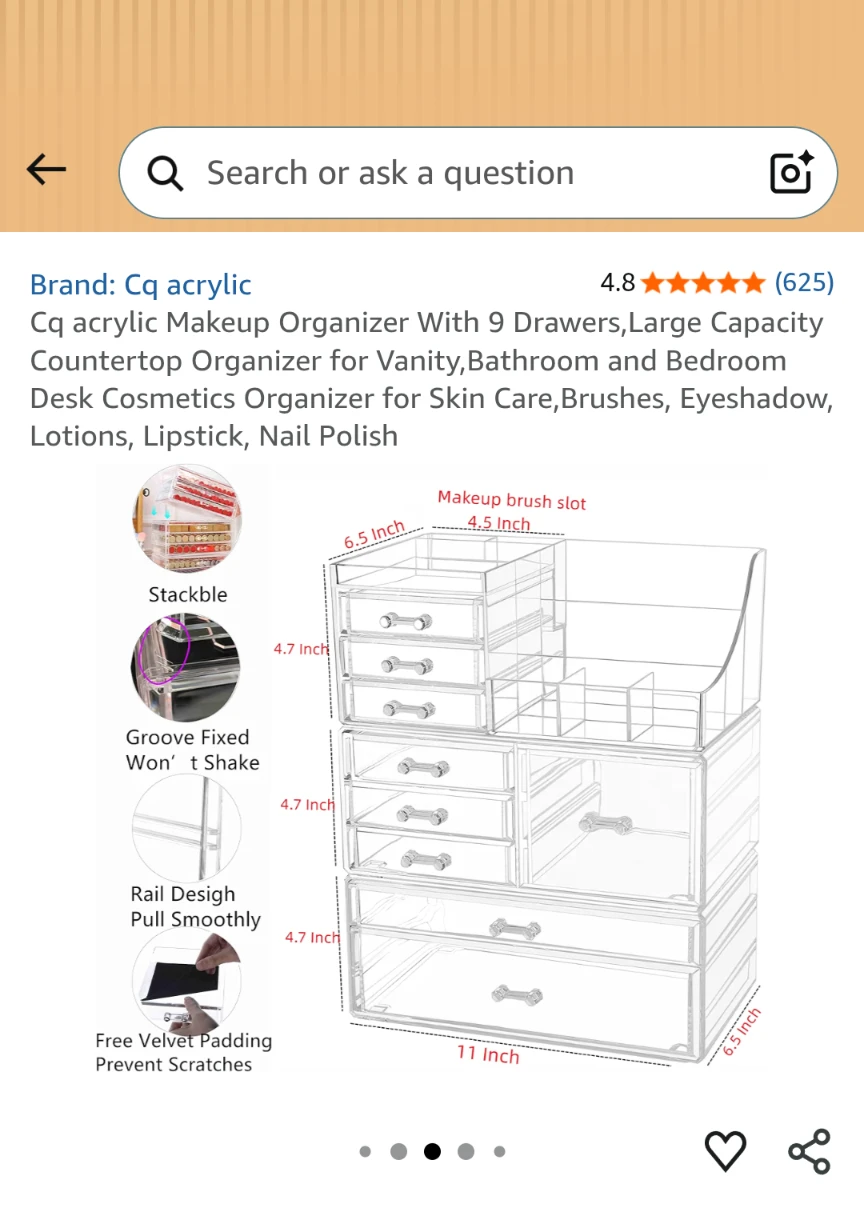 Cq acrylic 9 Drawer Makeup Organizer