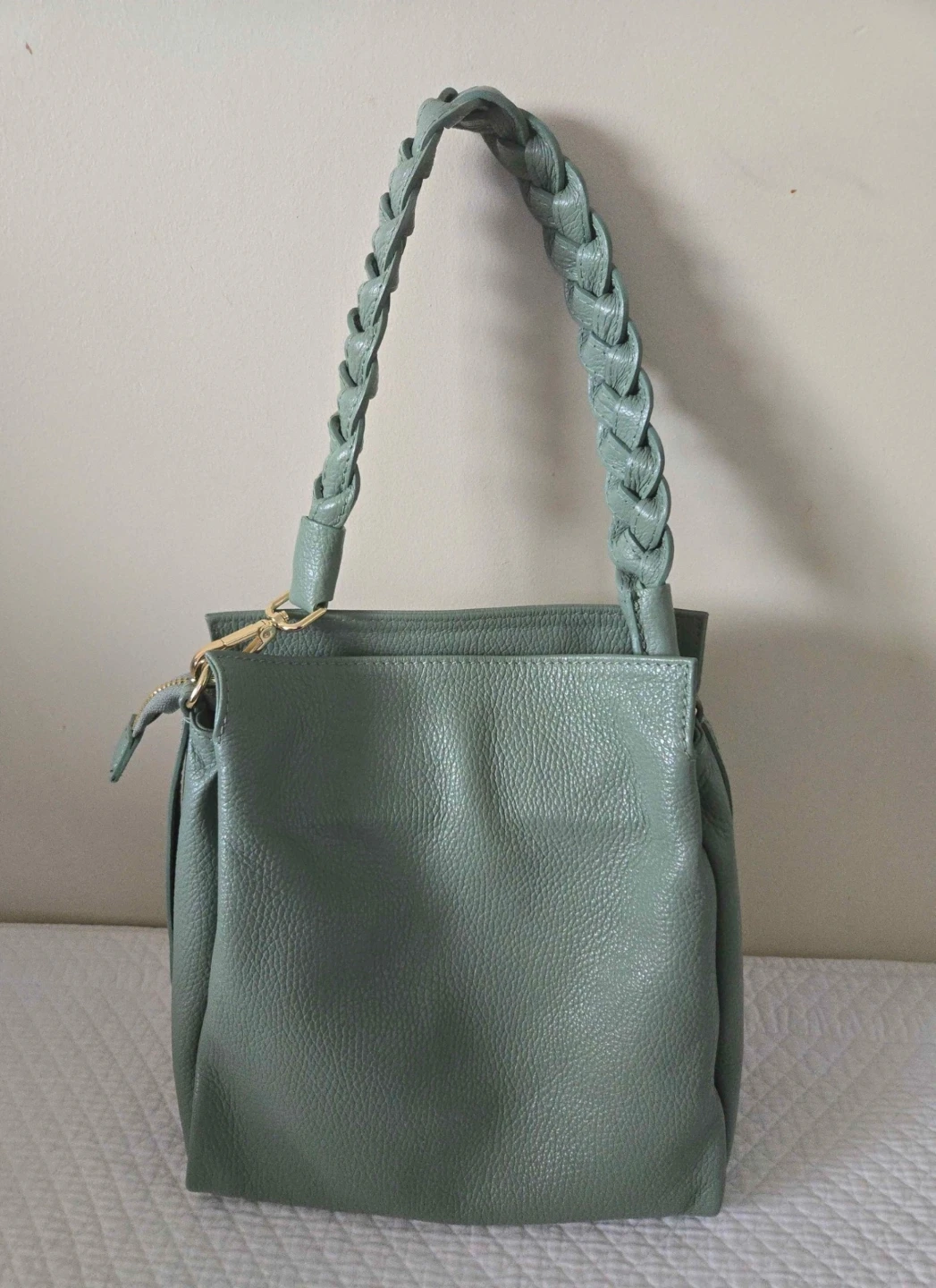Mint Green Italian Leather Handbag