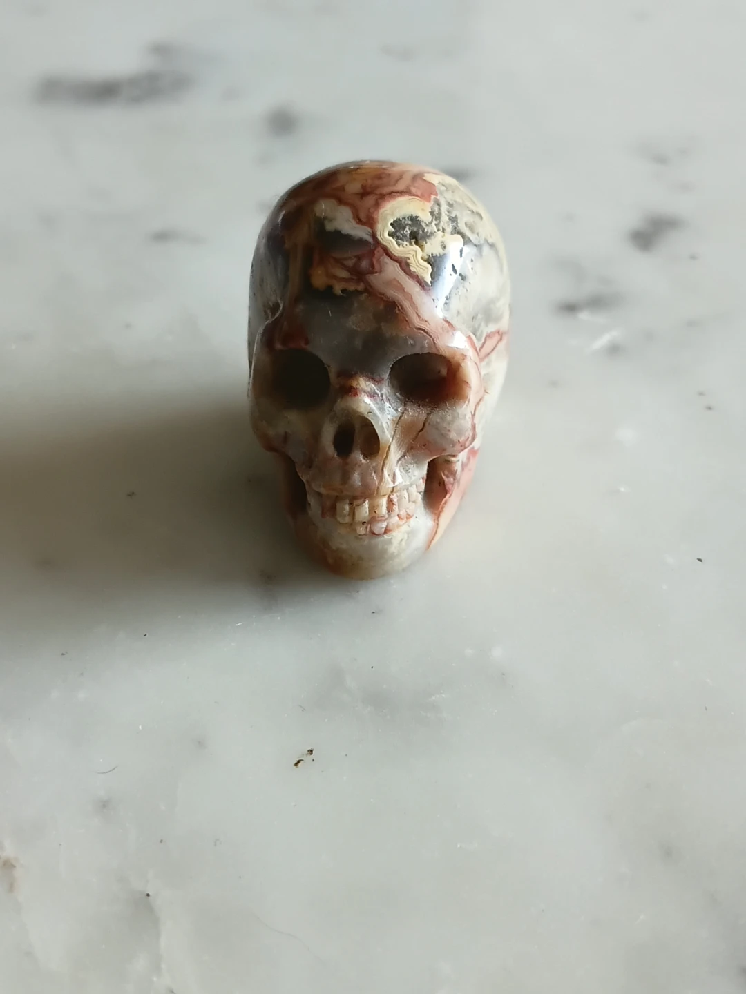 Crazy lace agate Carved Stone Skull - photo 2