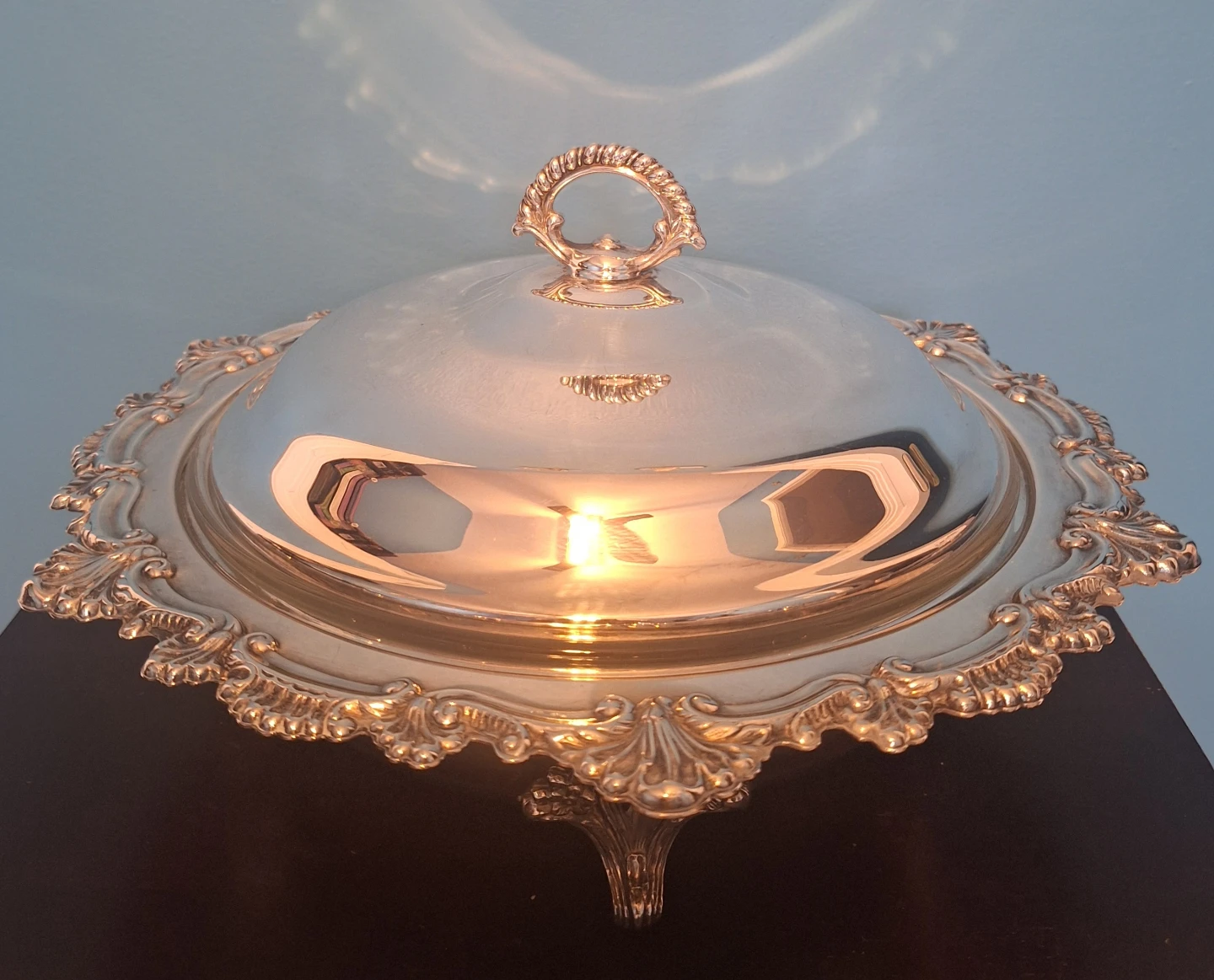 Vintage Silver-Plated Serving Dish with Glass Insert