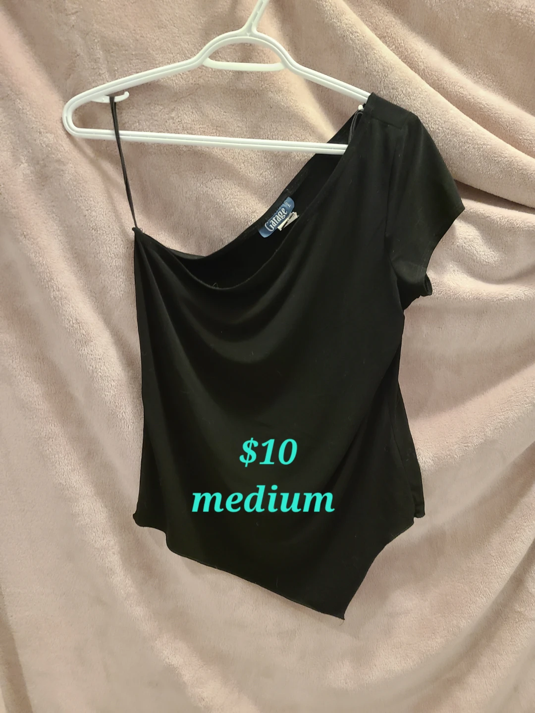 Garage Black One-Shoulder Bodysuit