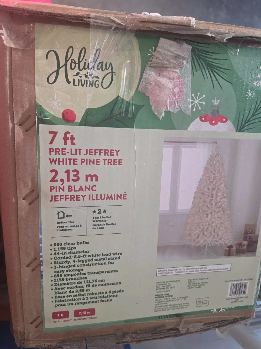7ft Pre-Lit White Christmas Tree &  Train Set with decorations