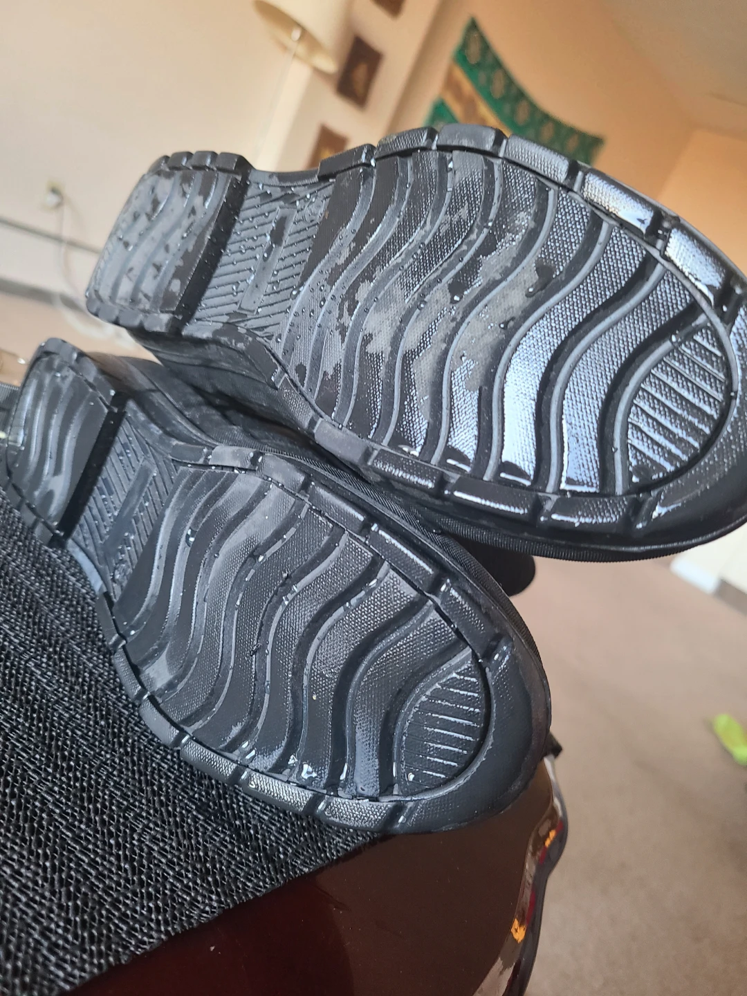Black Waterproof Rubber Boots Size 9 - photo 3