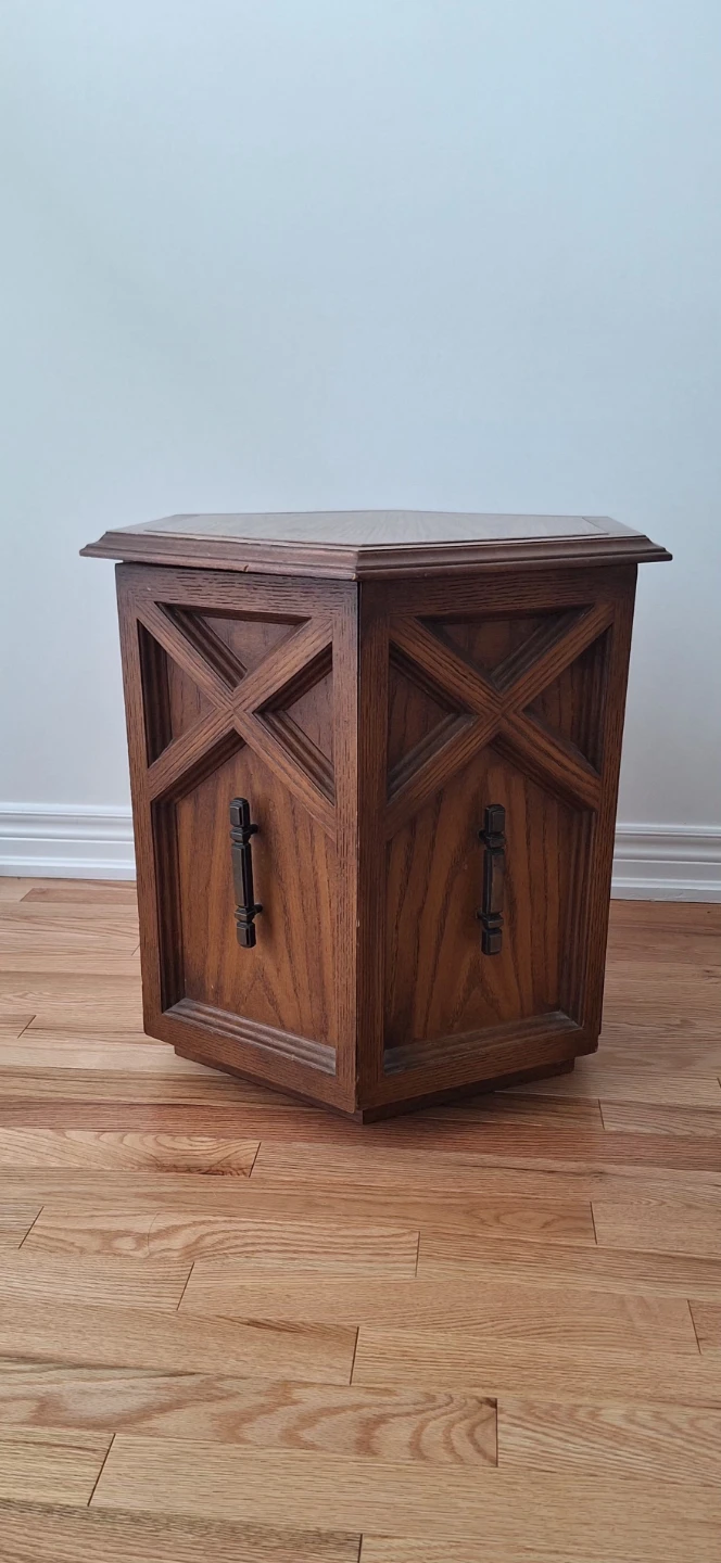Vintage Hexagonal Wood Side Table
