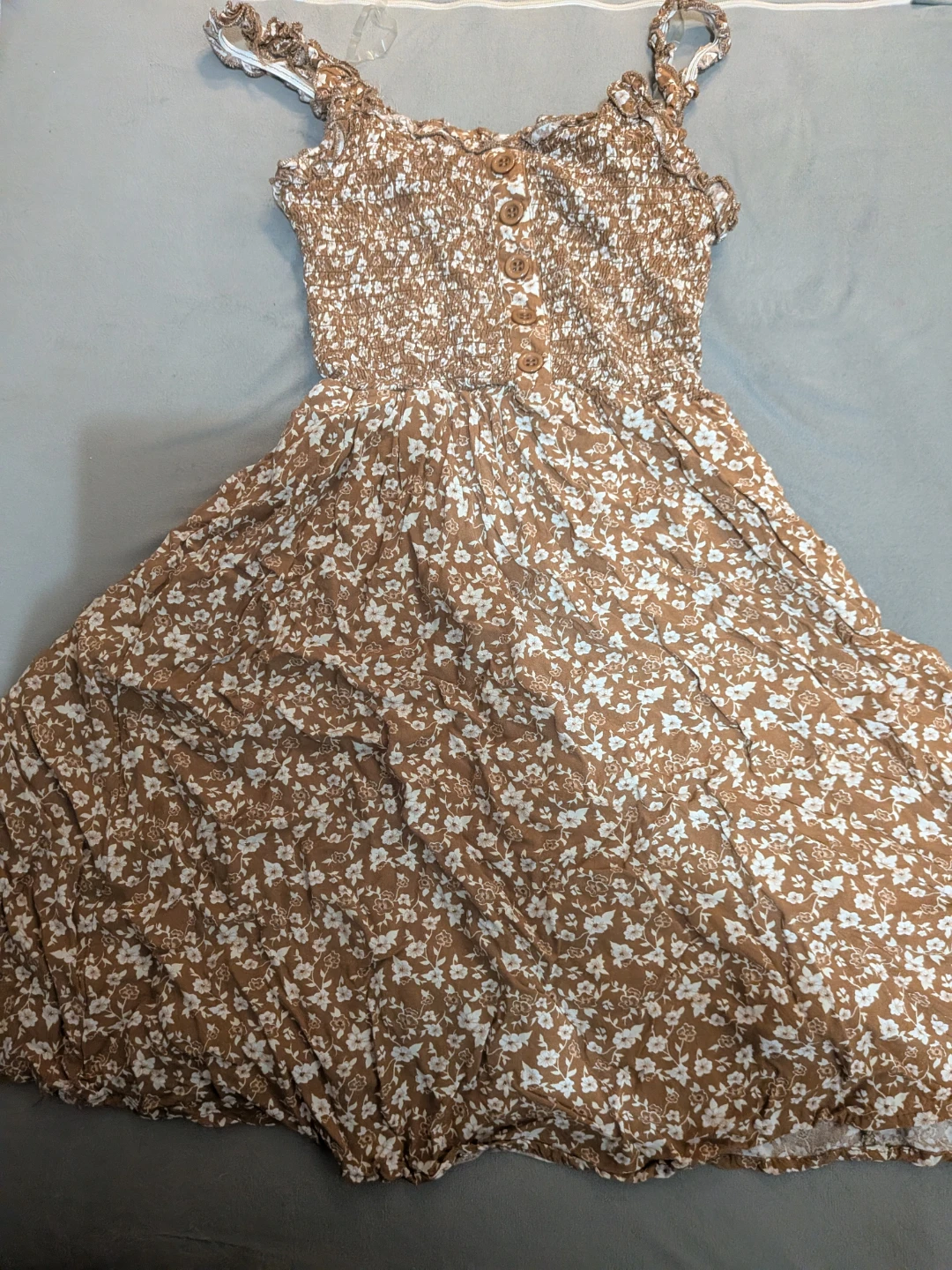 Birch and Stone Brown Floral Smocked Dress