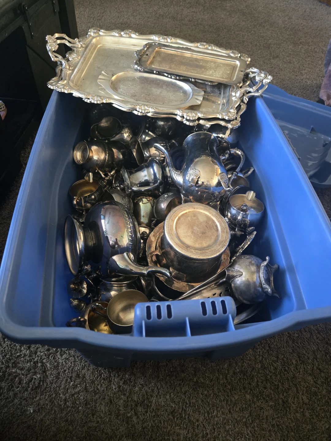 Assorted Vintage Silver Plated Tableware and Trays