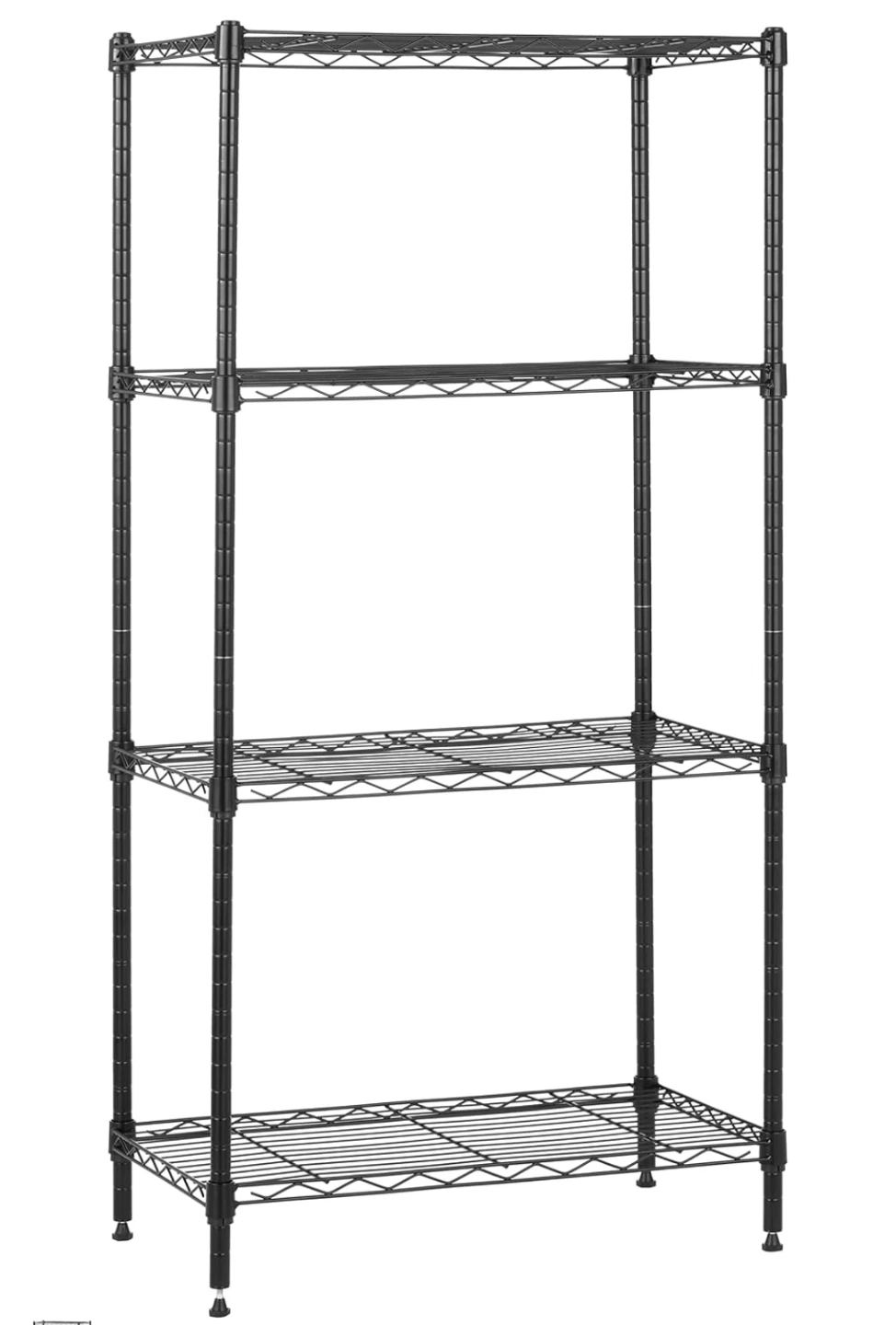 4-Tier Black Steel Storage Shelves