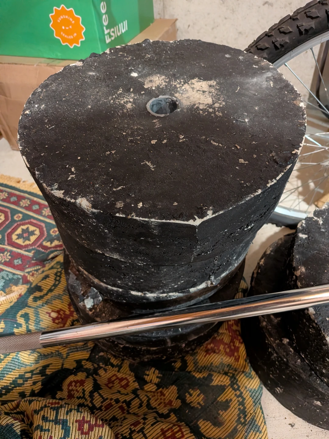 Concrete Weight Plates and Barbell