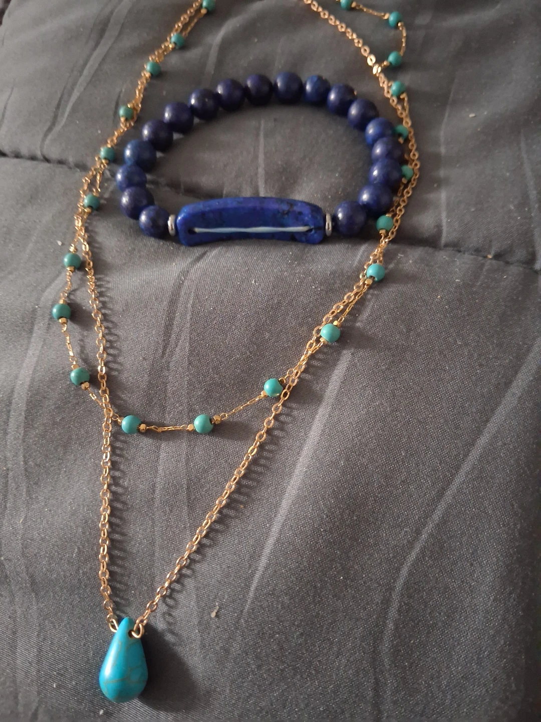 Layered Necklace and Beaded Bracelet Set - photo 3