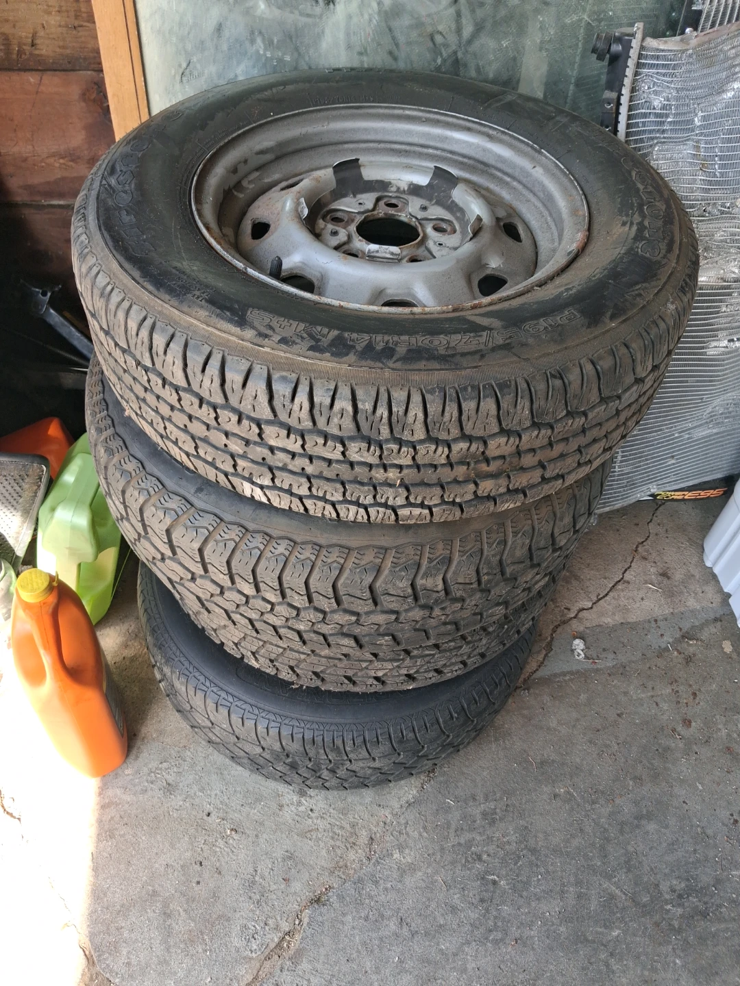 Set of 4 Tires and Steel Rims 195/70R14