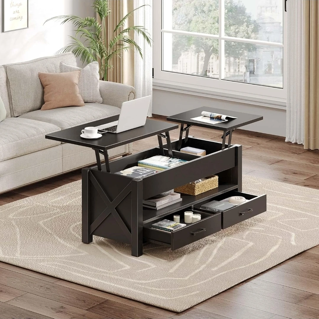 Black Lift-Top Coffee Table with Storage