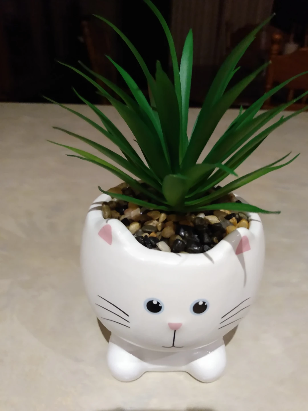 (New) Beautiful Artificial Succulent in Ceramic Cat Planter - photo 2