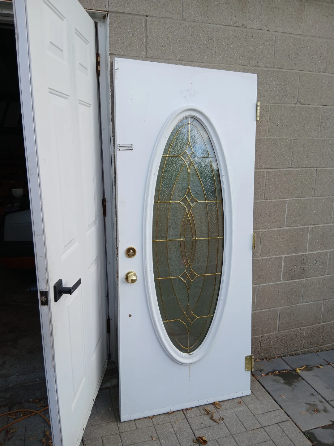 White exterior door with oval glass insert - photo 2