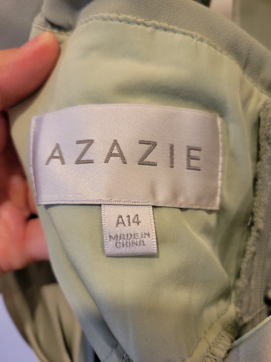 Azazie Sage Green Dress Size A14 - photo 3