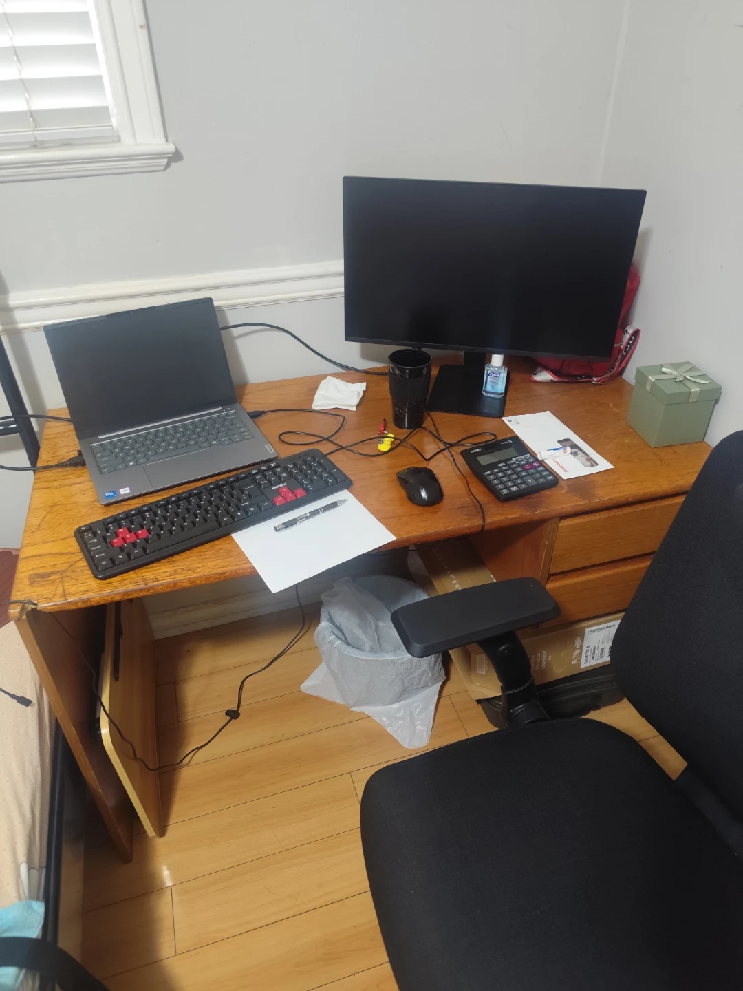 Wooden computer desk