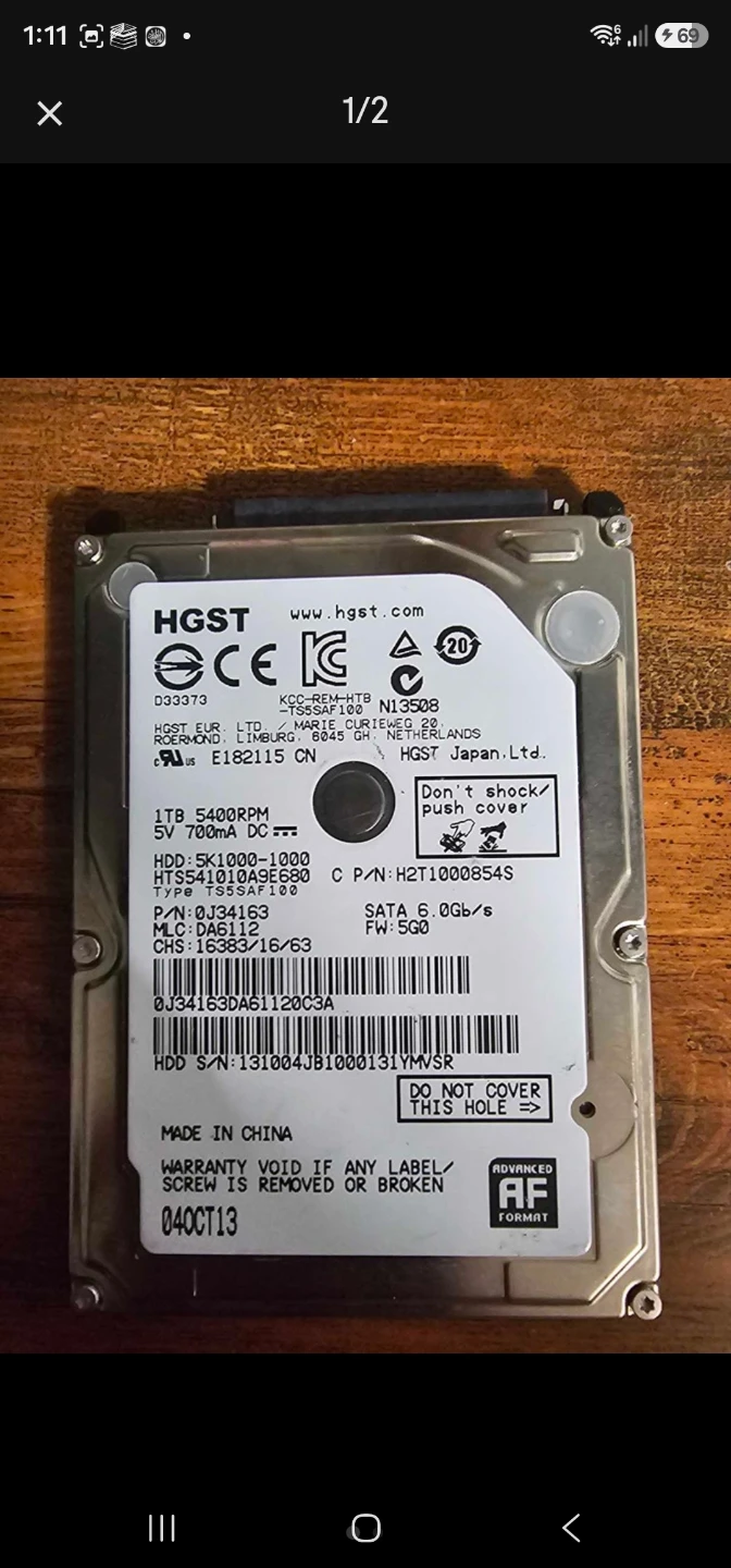 HGST 1TB 2.5-inch Internal Hard Drive
