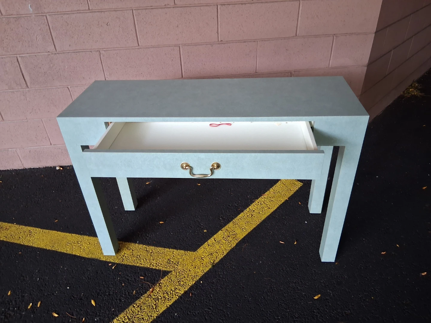 Light Blue Console Table with Drawer - photo 4