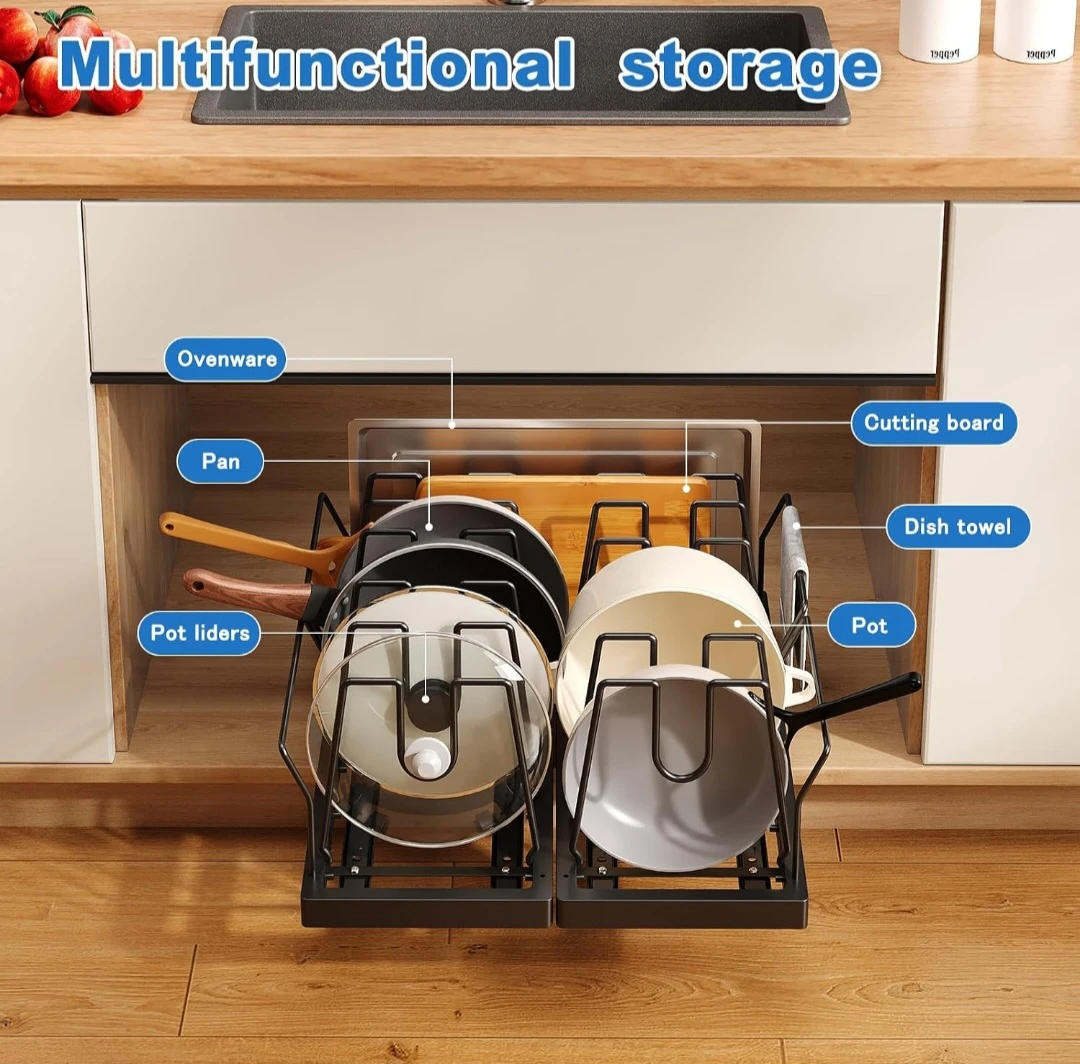 Pull-out kitchen cabinet organizer, 2 pack, black - photo 4