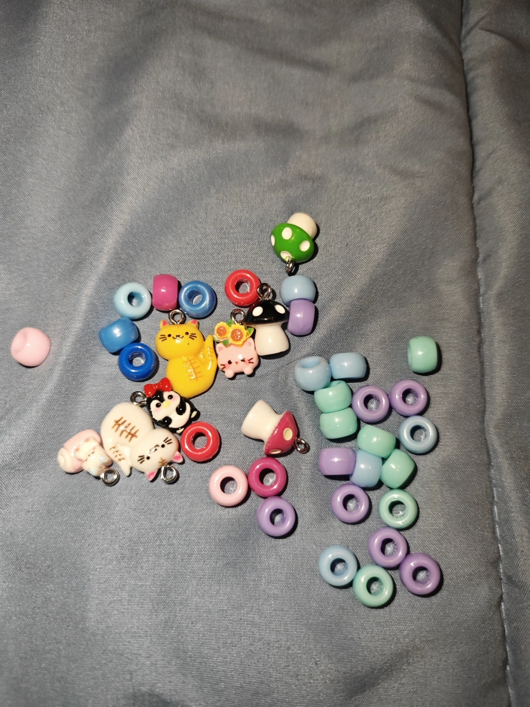 Colorful Animal and Mushroom Charms with Pony Beads