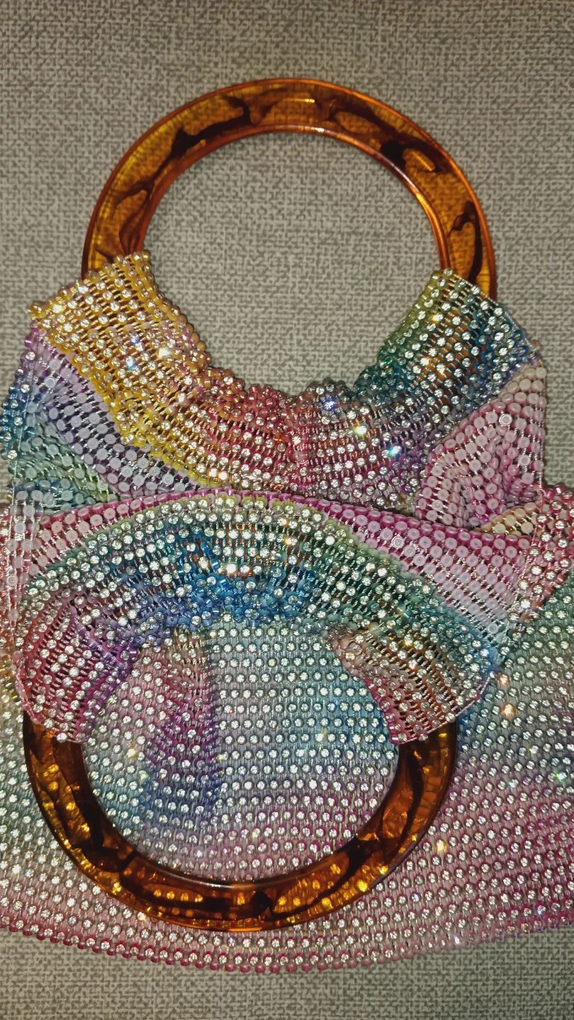 Rainbow Rhinestone Handbag with Tortoiseshell Handle 🌈 - photo 3