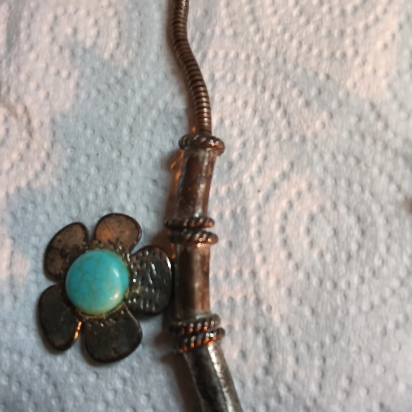 Floral Statement Necklace with Turquoise Stones - photo 3