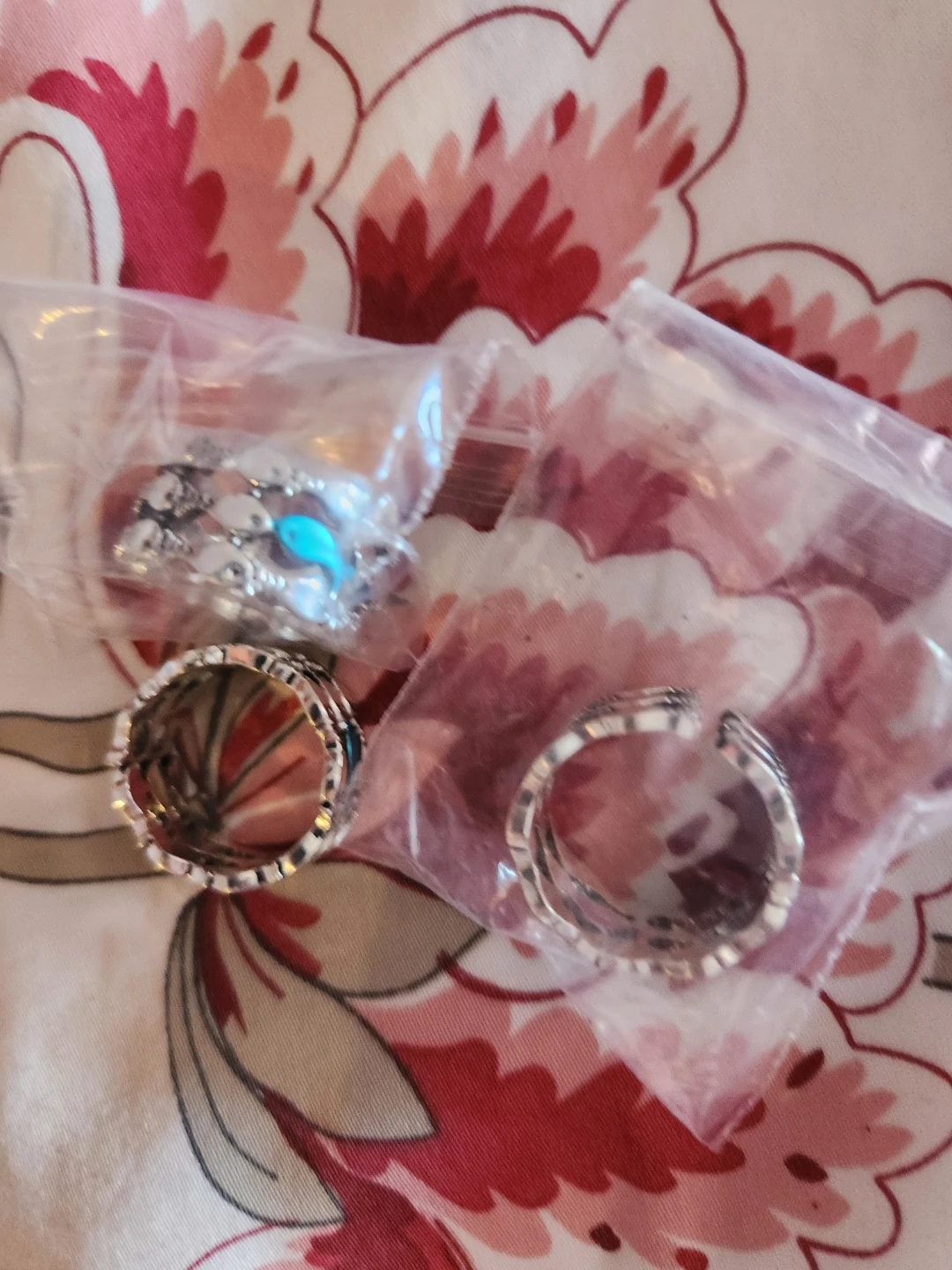Silver-Tone Alloy Adjustable Fish Rings