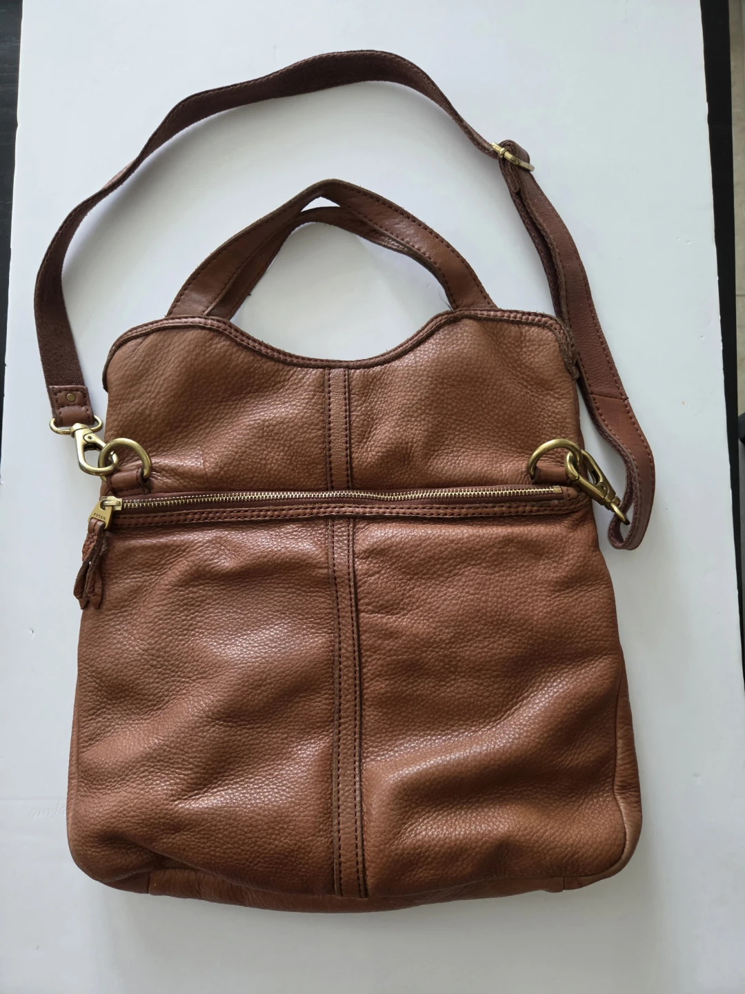 Fossil Brown Leather Tote Bag