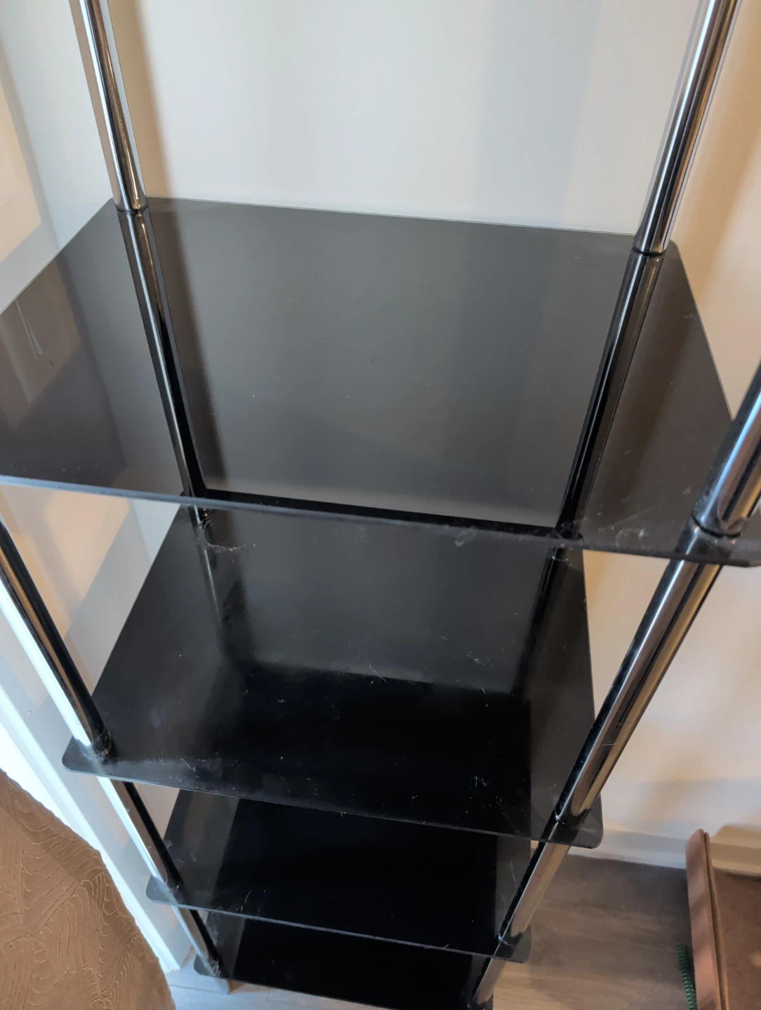 4-Tier Black Glass and Chrome Shelving Unit - photo 2