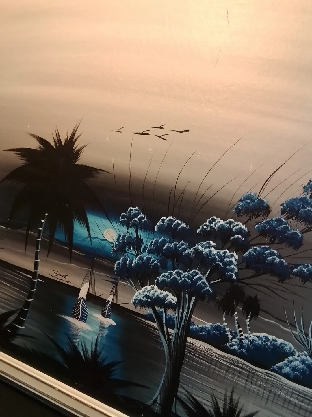 Tropical Moonlit Landscape Painting – Signed Luz RID - photo 2