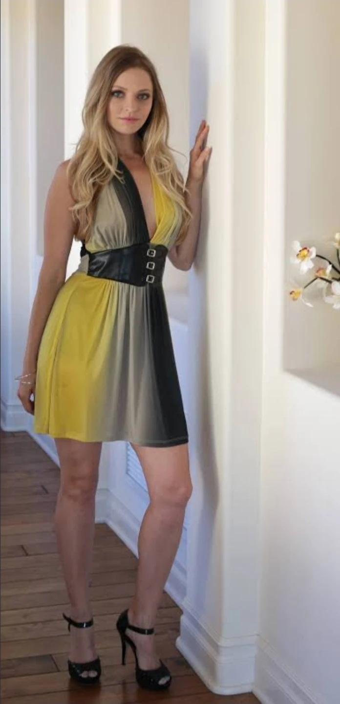 Ombre Halter Dress with Faux Leather Belt