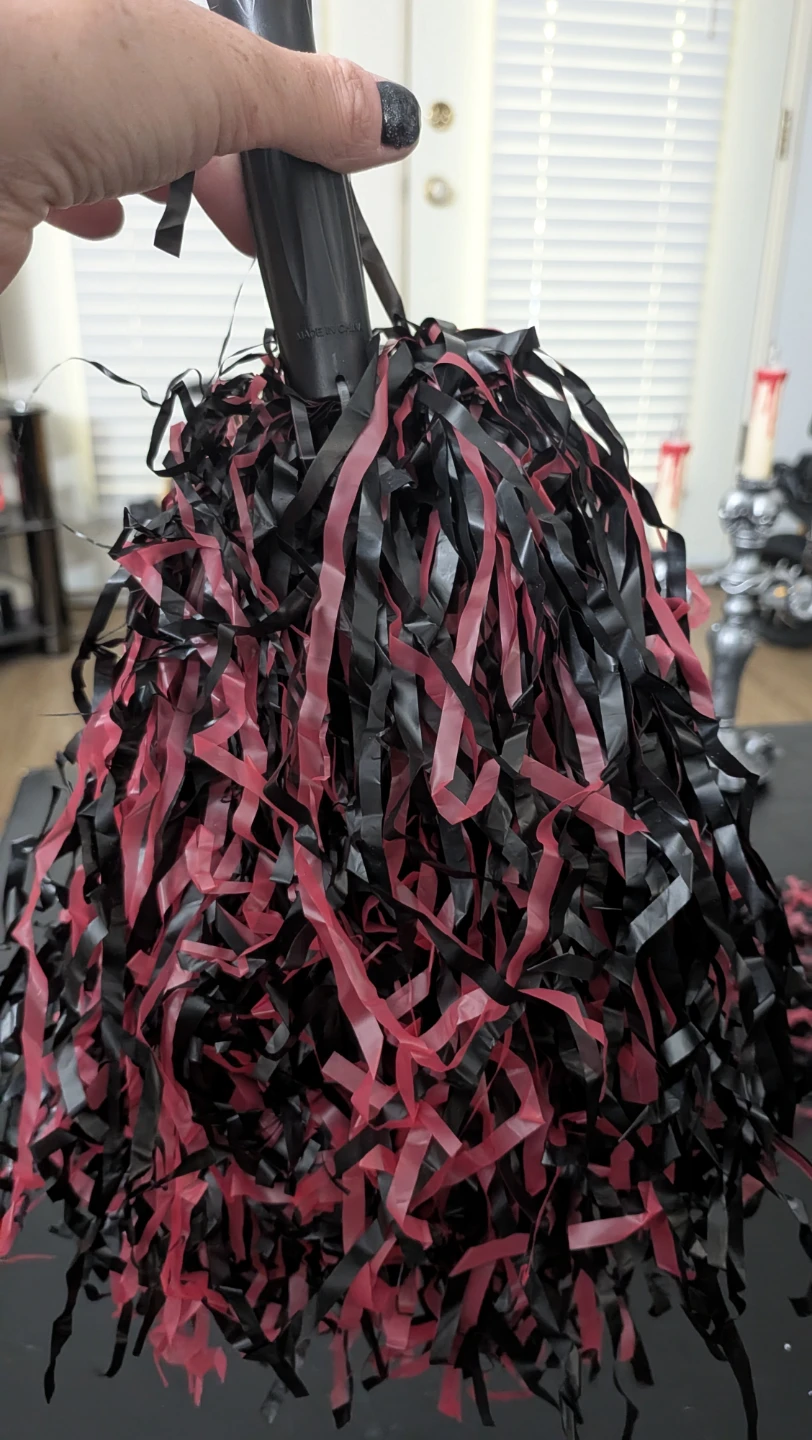 Set of 2 Black and Red Cheerleading Poms
