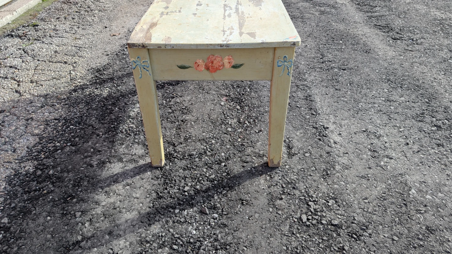 Vintage Hand-Painted Wooden Desk with Drawers - photo 4