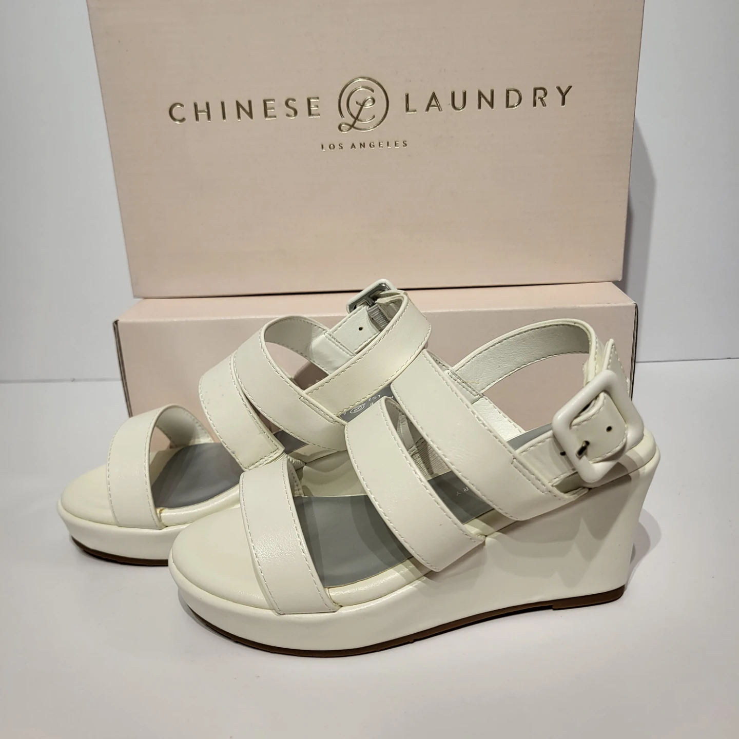 Girls Chinese Laundry White Wedge Sandals - photo 2