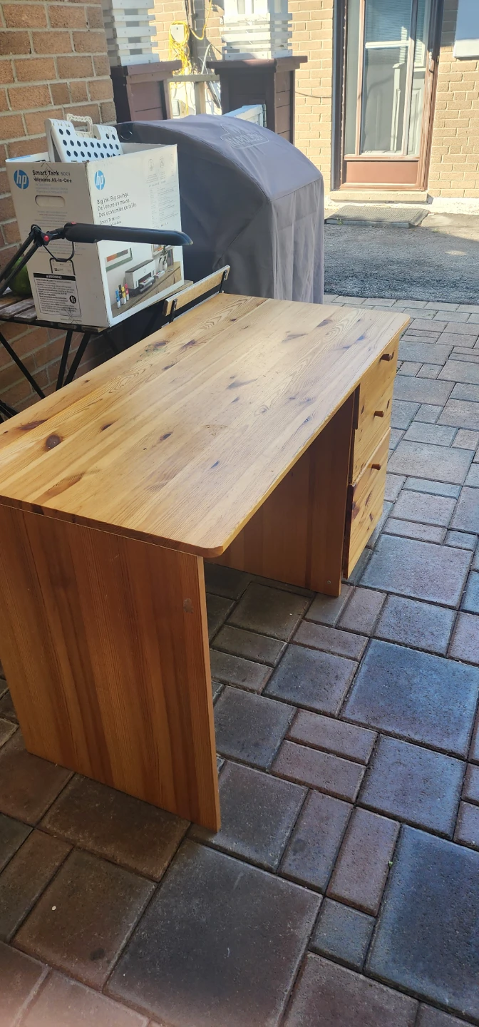 Solid Pine Wood Desk with Drawers
