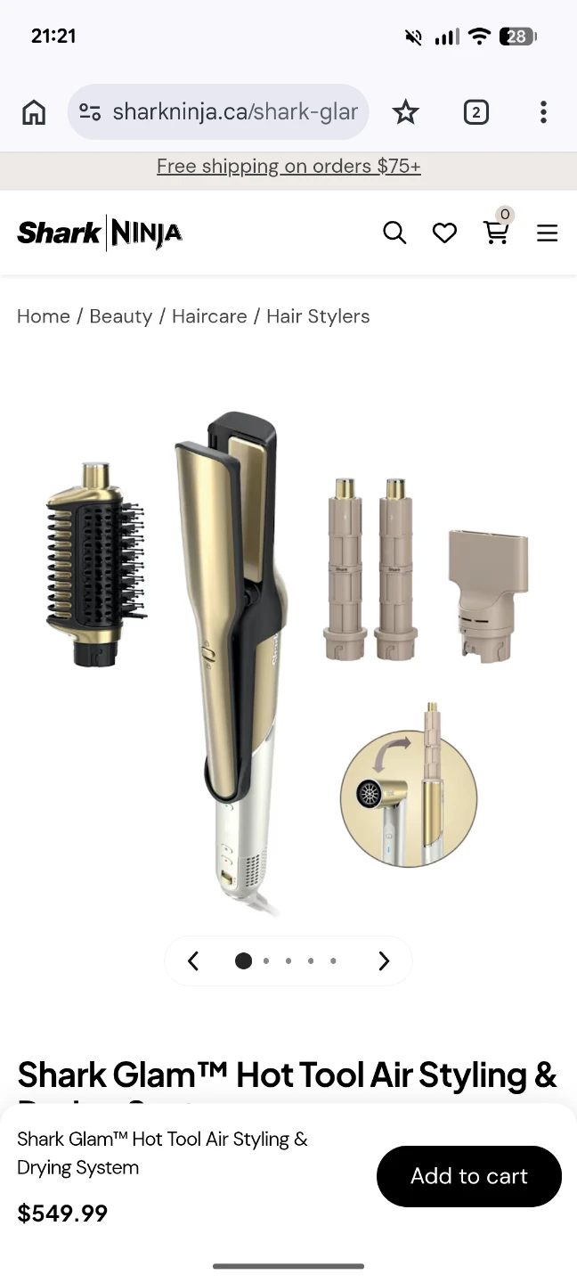 Shark Glam™ Hot Tool Air Styling & Drying System Model: HD6041SC