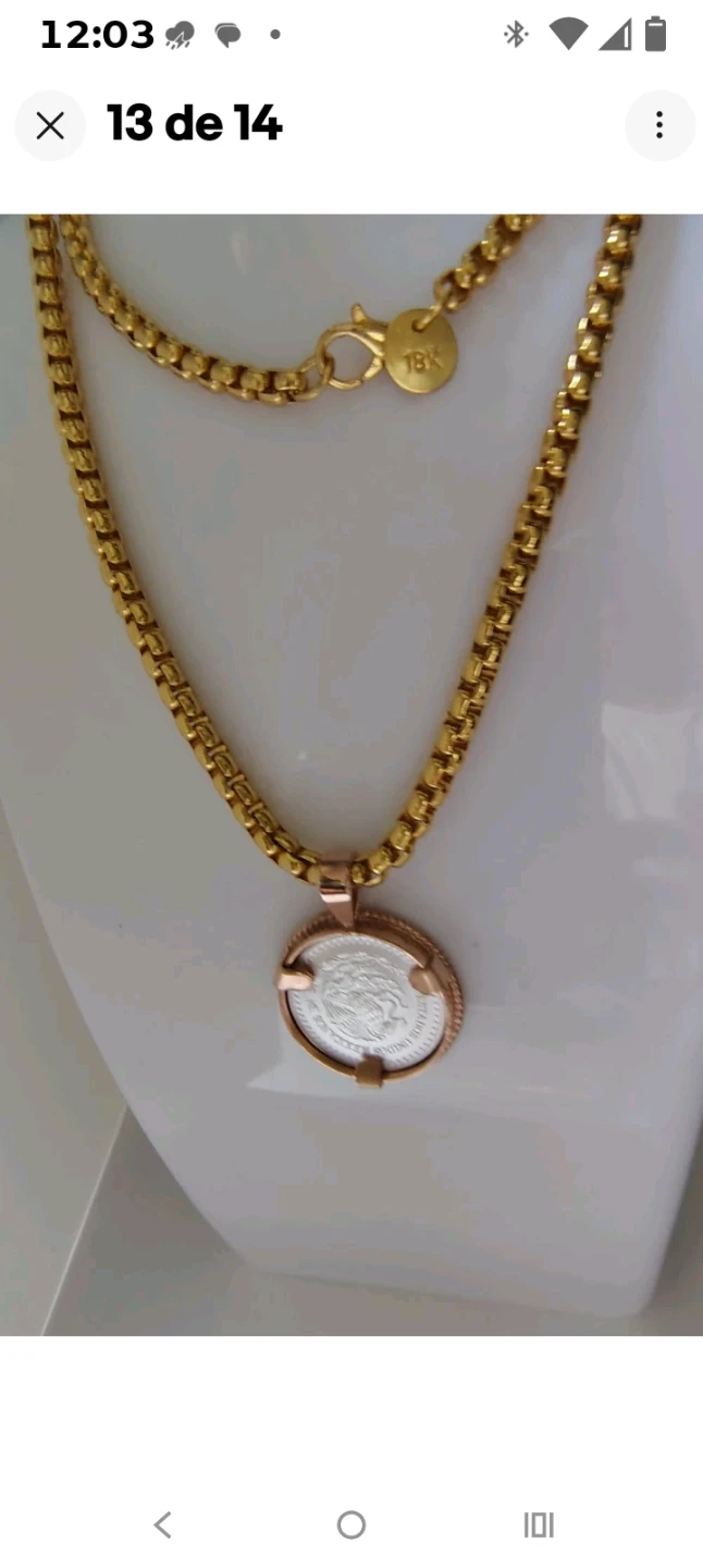 Collar chapado de oro con moneda libertad de México - photo 3