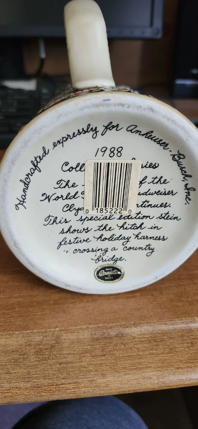 1988 Budweiser Clydesdale Holiday Stein - photo 4