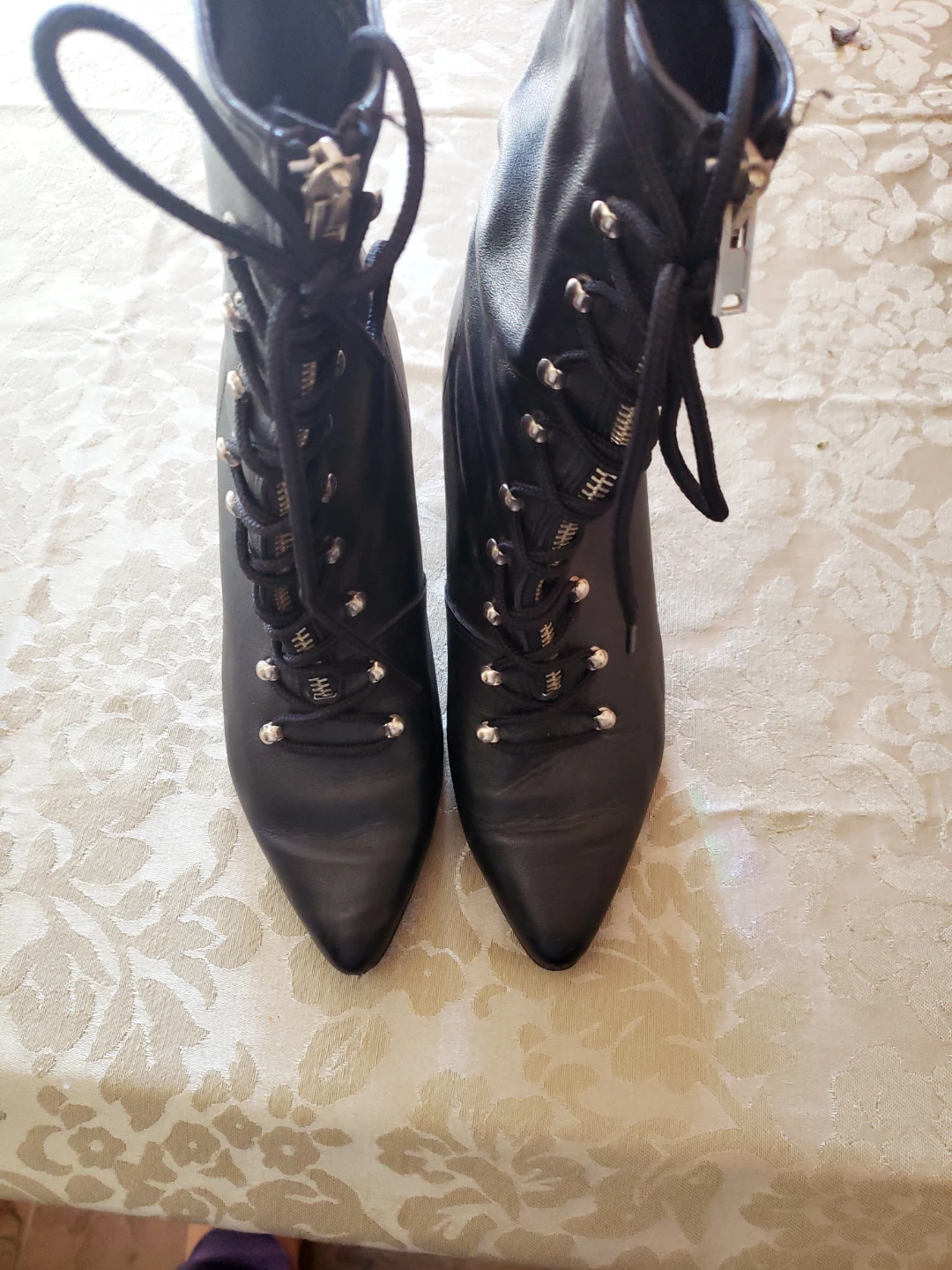 Black Lace-Up Ankle Boots