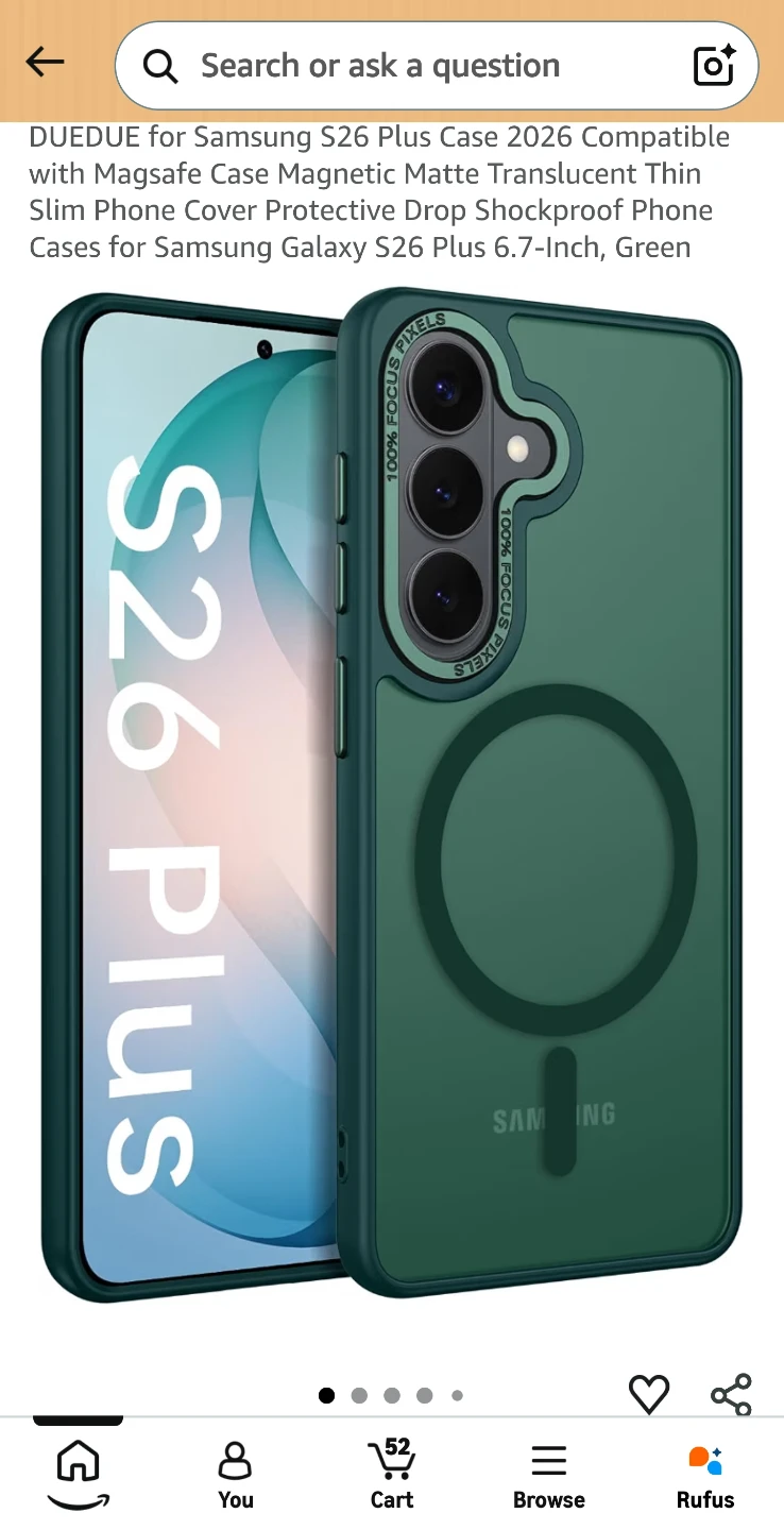 DUEDUE Green Case for Samsung Galaxy S26 Plus