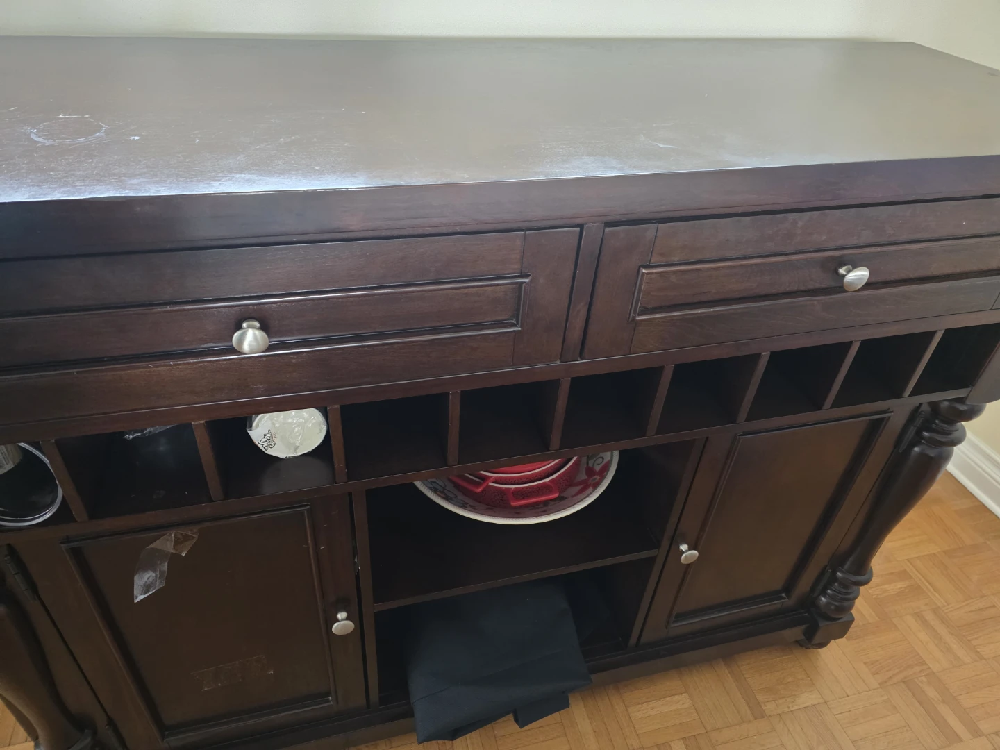 Dark Wood Buffet and Wine Cabinet
