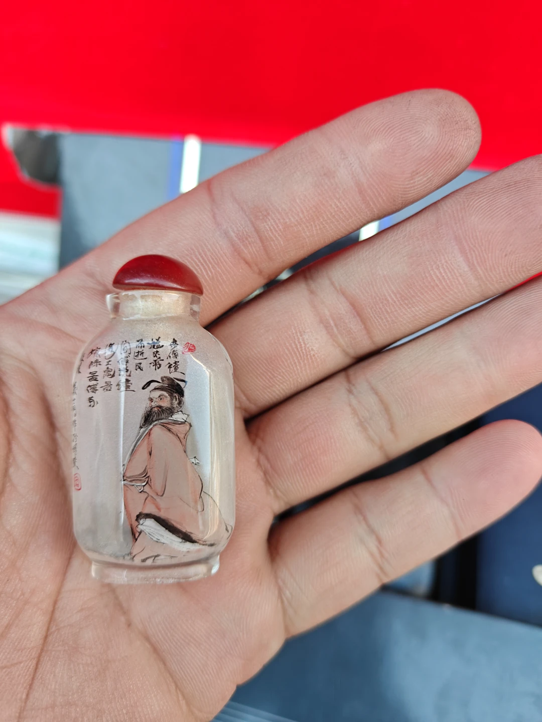 Hand-Painted Glass Snuff Bottle