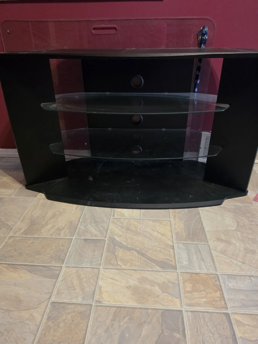 Black TV Stand with Glass Shelving