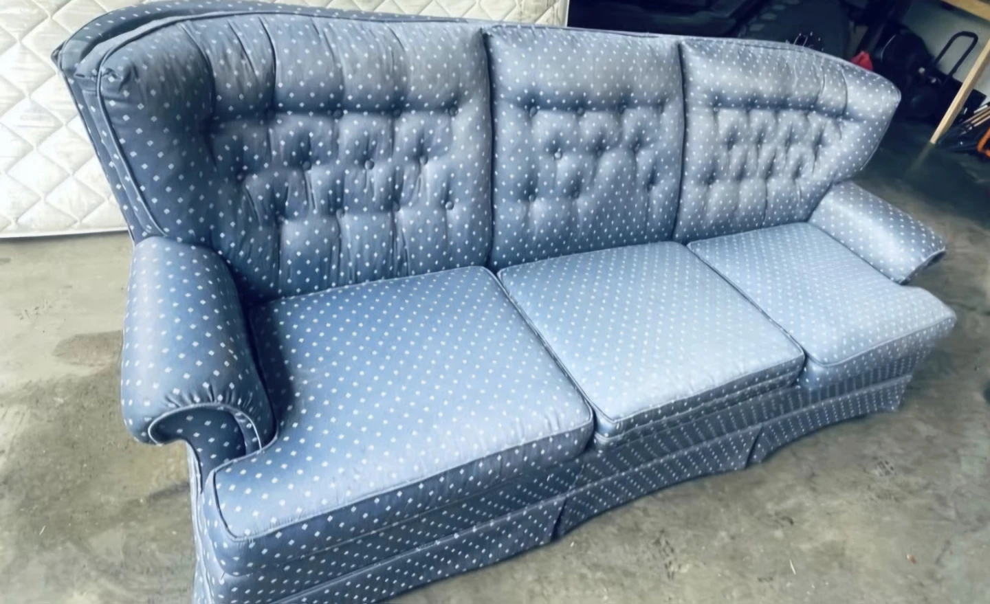 Blue Patterned Three-Seater Sofa - photo 3