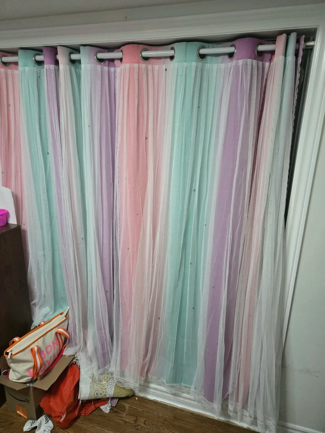 Pastel Star Print Grommet Curtains - photo 4